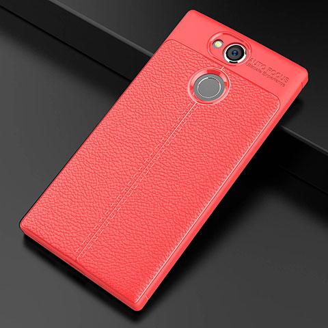 Custodia Silicone Morbida In Pelle Cover per Sony Xperia XA2 Rosso