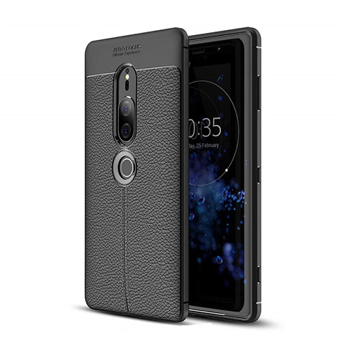 Custodia Silicone Morbida In Pelle Cover per Sony Xperia XZ2 Premium Nero