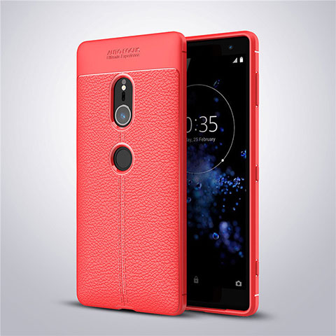 Custodia Silicone Morbida In Pelle Cover per Sony Xperia XZ2 Rosso