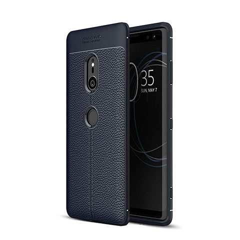 Custodia Silicone Morbida In Pelle Cover per Sony Xperia XZ3 Blu