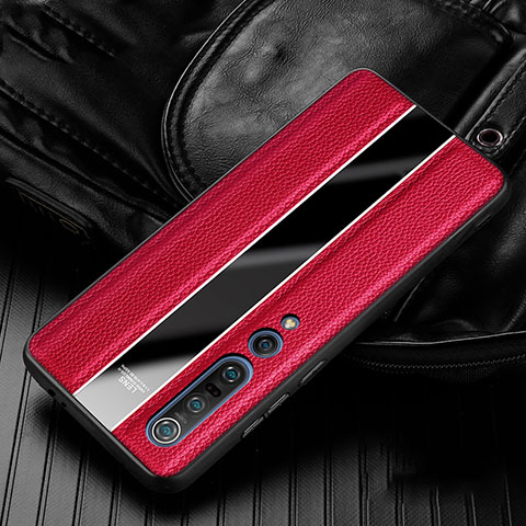 Custodia Silicone Morbida In Pelle Cover per Xiaomi Mi 10 Pro Rosso