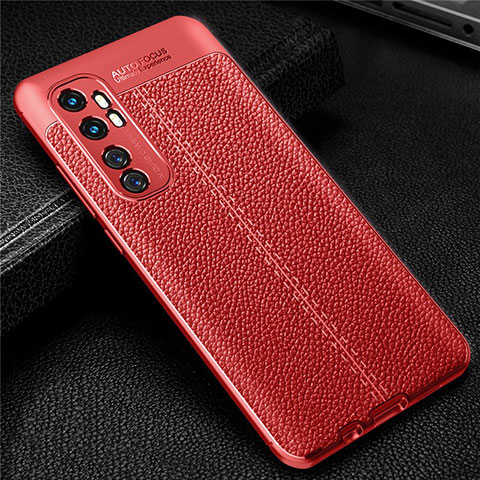 Custodia Silicone Morbida In Pelle Cover per Xiaomi Mi Note 10 Lite Rosso