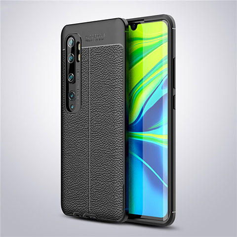 Custodia Silicone Morbida In Pelle Cover per Xiaomi Mi Note 10 Nero