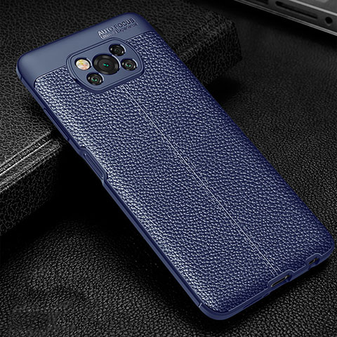 Custodia Silicone Morbida In Pelle Cover per Xiaomi Poco X3 NFC Blu