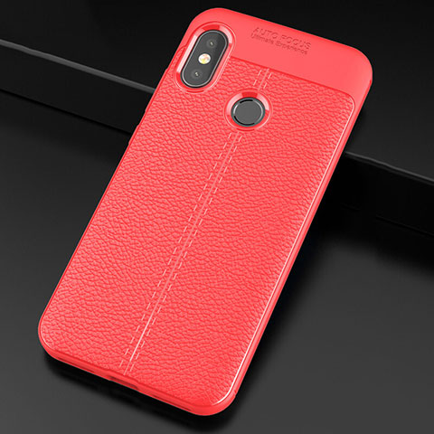 Custodia Silicone Morbida In Pelle Cover per Xiaomi Redmi 6 Pro Rosso