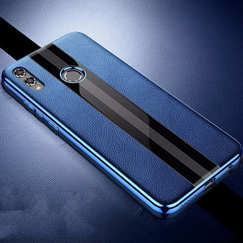 Custodia Silicone Morbida In Pelle Cover S01 per Huawei Honor 8X Blu