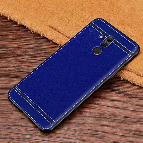 Custodia Silicone Morbida In Pelle Cover S01 per Huawei Mate 20 Lite Blu