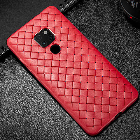 Custodia Silicone Morbida In Pelle Cover S01 per Huawei Mate 20 Rosso