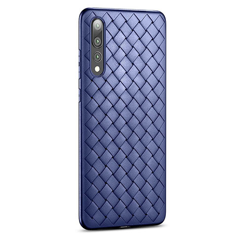 Custodia Silicone Morbida In Pelle Cover S01 per Huawei P20 Pro Blu