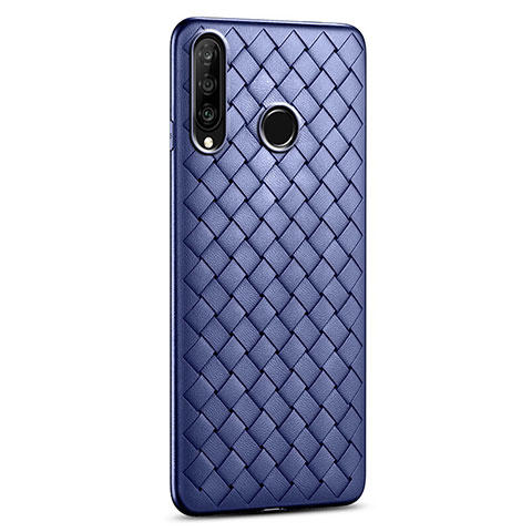 Custodia Silicone Morbida In Pelle Cover S01 per Huawei P30 Lite Blu