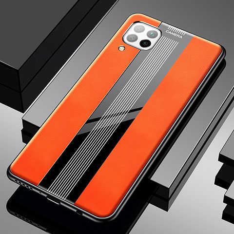 Custodia Silicone Morbida In Pelle Cover S01 per Huawei P40 Lite Arancione