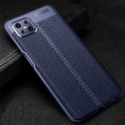 Custodia Silicone Morbida In Pelle Cover S01 per Oppo Reno4 Z 5G Blu