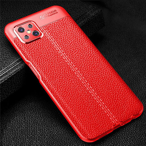 Custodia Silicone Morbida In Pelle Cover S01 per Oppo Reno4 Z 5G Rosso