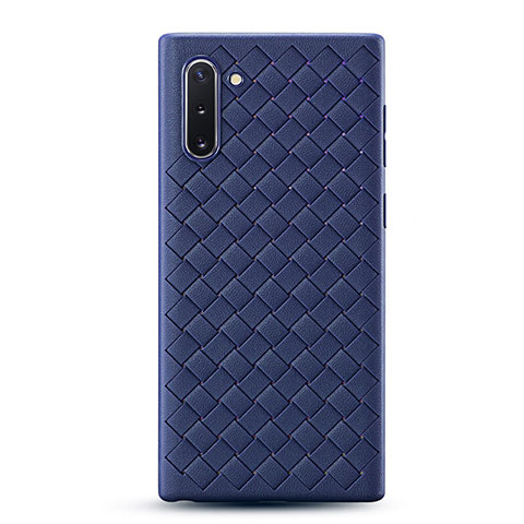 Custodia Silicone Morbida In Pelle Cover S01 per Samsung Galaxy Note 10 Blu