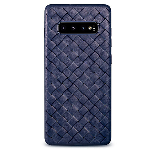 Custodia Silicone Morbida In Pelle Cover S01 per Samsung Galaxy S10 Plus Blu