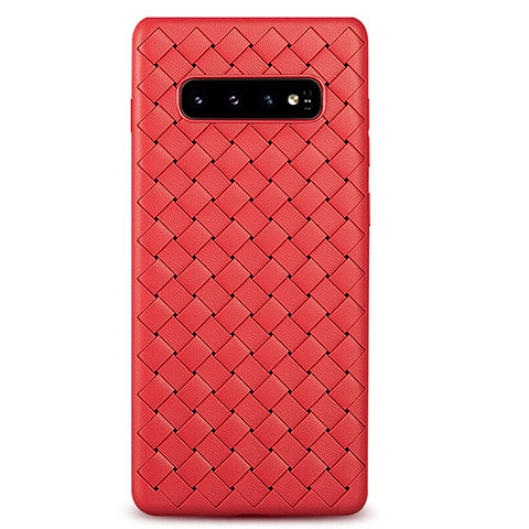 Custodia Silicone Morbida In Pelle Cover S01 per Samsung Galaxy S10 Plus Rosso