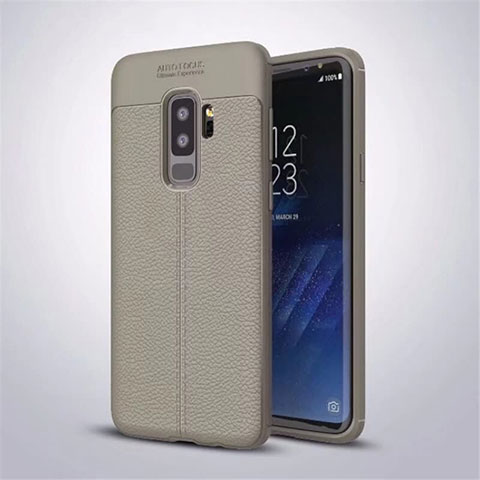 Custodia Silicone Morbida In Pelle Cover S01 per Samsung Galaxy S9 Plus Grigio