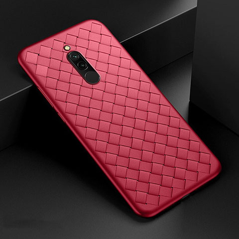 Custodia Silicone Morbida In Pelle Cover S01 per Xiaomi Redmi 8 Rosso