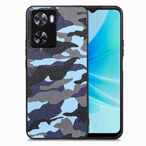 Custodia Silicone Morbida In Pelle Cover S01D per Oppo A77 4G Blu