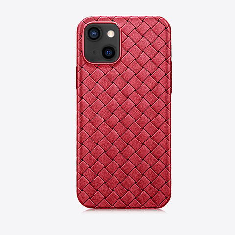 Custodia Silicone Morbida In Pelle Cover S02 per Apple iPhone 13 Mini Rosso