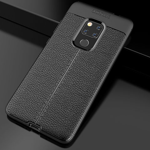 Custodia Silicone Morbida In Pelle Cover S02 per Huawei Mate 20 Nero