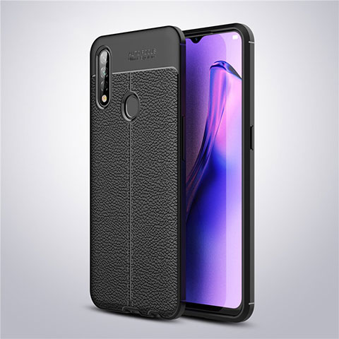 Custodia Silicone Morbida In Pelle Cover S02 per Oppo A8 Nero