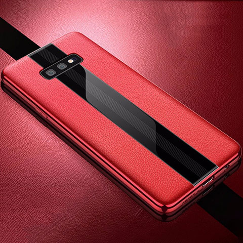 Custodia Silicone Morbida In Pelle Cover S02 per Samsung Galaxy S10e Rosso