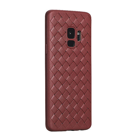 Custodia Silicone Morbida In Pelle Cover S02 per Samsung Galaxy S9 Marrone