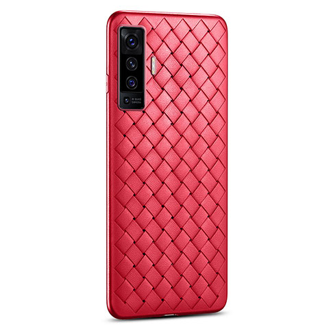 Custodia Silicone Morbida In Pelle Cover S02 per Vivo X50 5G Rosso