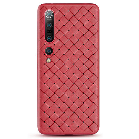 Custodia Silicone Morbida In Pelle Cover S02 per Xiaomi Mi 10 Pro Rosso