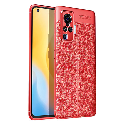 Custodia Silicone Morbida In Pelle Cover S03 per Vivo X50 Pro 5G Rosso