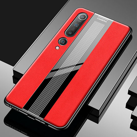 Custodia Silicone Morbida In Pelle Cover S03 per Xiaomi Mi 10 Rosso