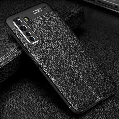 Custodia Silicone Morbida In Pelle Cover S04 per Huawei P40 Lite 5G Nero