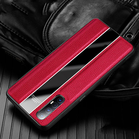 Custodia Silicone Morbida In Pelle Cover S04 per Oppo Find X2 Neo Rosso