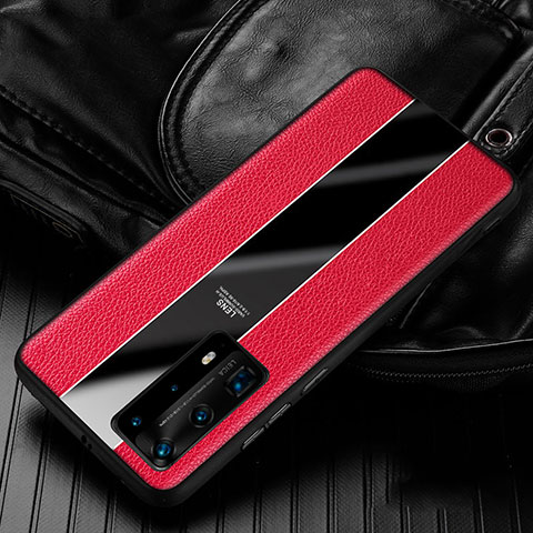 Custodia Silicone Morbida In Pelle Cover S05 per Huawei P40 Pro+ Plus Rosso