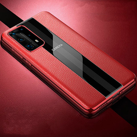 Custodia Silicone Morbida In Pelle Cover S06 per Huawei P40 Pro+ Plus Rosso