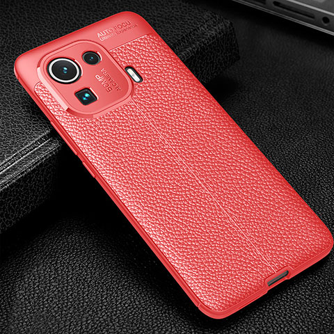 Custodia Silicone Morbida In Pelle Cover S06 per Xiaomi Mi 11 Pro 5G Rosso