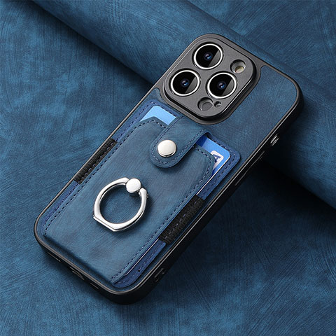 Custodia Silicone Morbida In Pelle Cover SD11 per Apple iPhone 13 Pro Blu