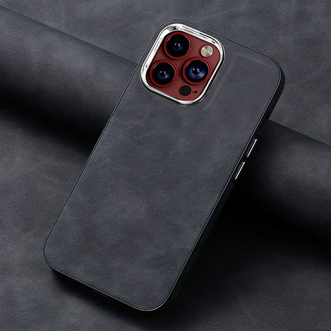Custodia Silicone Morbida In Pelle Cover SD13 per Apple iPhone 13 Pro Max Nero
