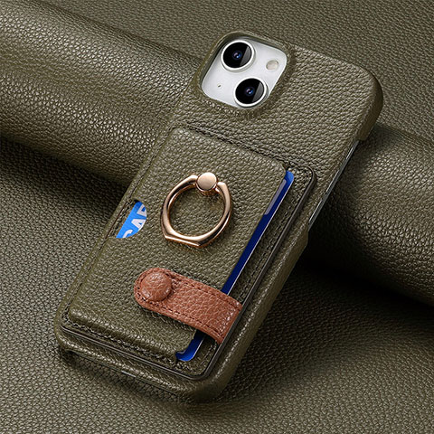 Custodia Silicone Morbida In Pelle Cover SD17 per Apple iPhone 13 Verde Militare