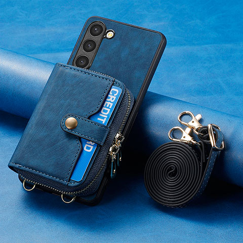 Custodia Silicone Morbida In Pelle Cover SD3 per Samsung Galaxy S23 5G Blu
