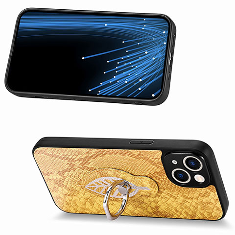 Custodia Silicone Morbida In Pelle Cover SD7 per Apple iPhone 14 Plus Giallo