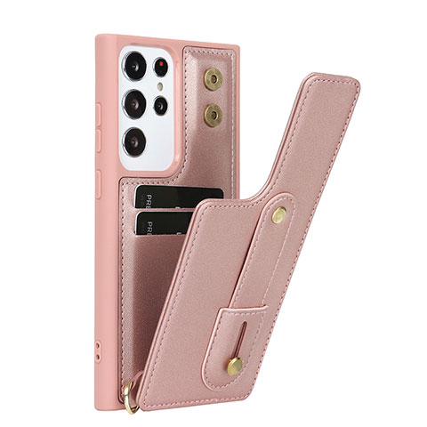 Custodia Silicone Morbida In Pelle Cover SY1 per Samsung Galaxy S22 Ultra 5G Oro Rosa