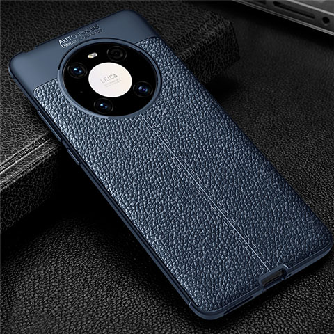 Custodia Silicone Morbida In Pelle Cover U01 per Huawei Mate 40 Blu