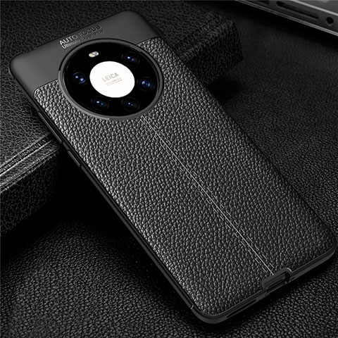 Custodia Silicone Morbida In Pelle Cover U01 per Huawei Mate 40 Pro+ Plus Nero