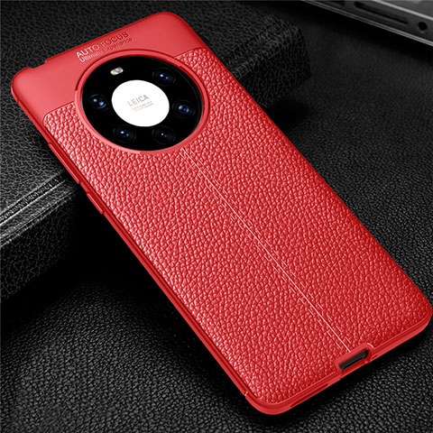 Custodia Silicone Morbida In Pelle Cover U01 per Huawei Mate 40 Pro+ Plus Rosso