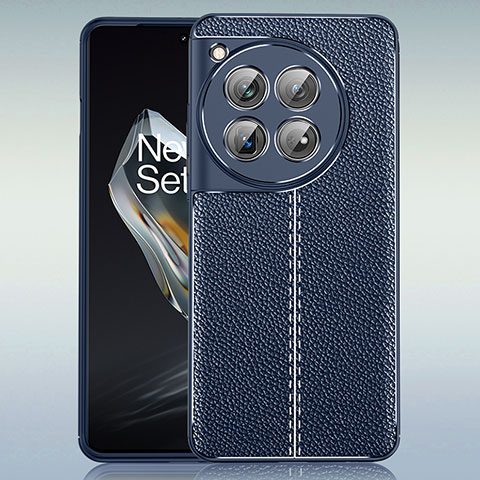 Custodia Silicone Morbida In Pelle Cover WL1 per OnePlus 12R 5G Blu