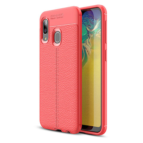 Custodia Silicone Morbida In Pelle Cover WL1 per Samsung Galaxy A20e Rosso
