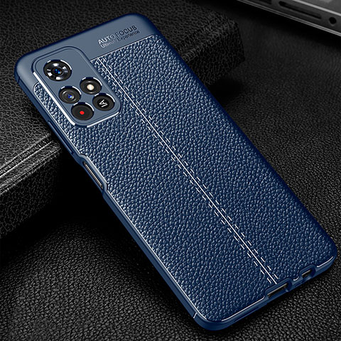 Custodia Silicone Morbida In Pelle Cover WL1 per Xiaomi Redmi Note 11 5G Blu
