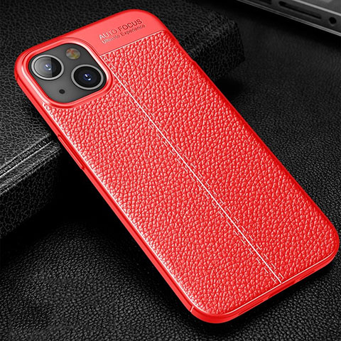 Custodia Silicone Morbida In Pelle Cover Z01 per Apple iPhone 14 Rosso